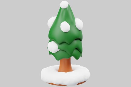 Preview: Cartoon Christmas tree with snow-covered branches
