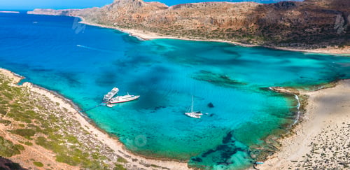 Preview: Amazing drone view of Balos Lagoon and white sandy beach, Crete, Greece