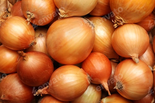 Preview: Fresh whole onions as background, top view