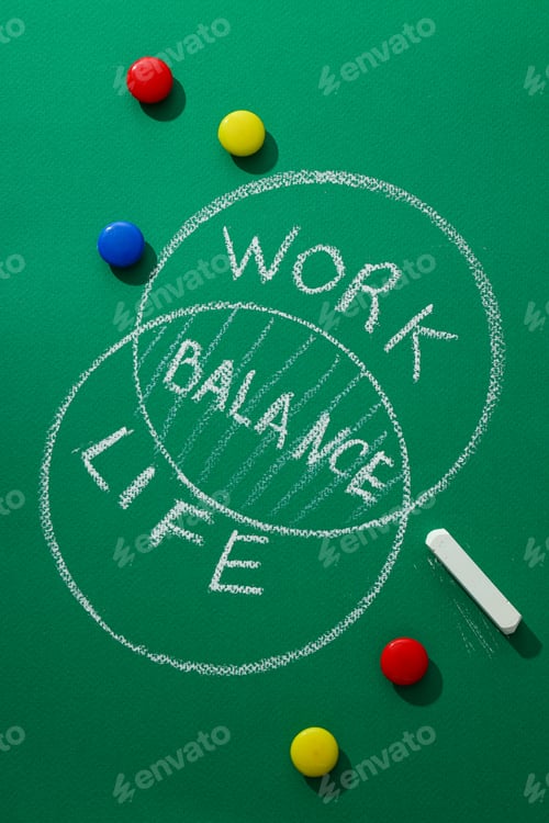 Preview: Work-life balance concept, drawing on a blackboard.