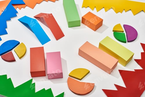 Preview: multicolor diagrams and pie charts on white background