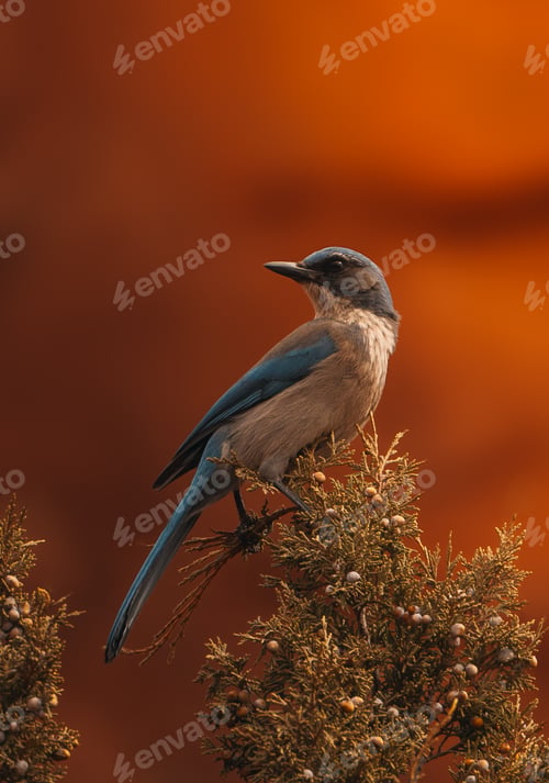 Preview: Blue jay perched on a branch of a tree.
