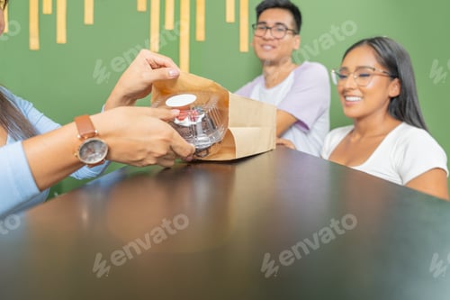 Preview: Couple getting their dessert to go at the cafeteria