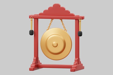 Preview: Red chinese gong with stand