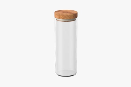 Preview: Tall Glass Jar with Wooden Lid