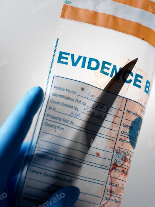 Preview: Evidence from knife crime incident in forensic bag