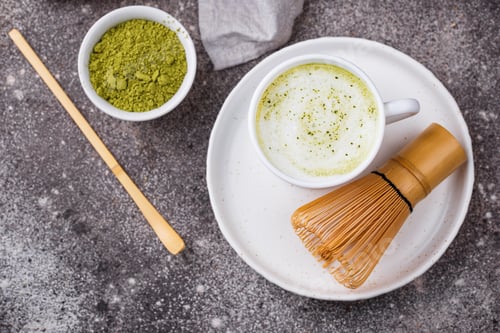 Preview: Green healthy matcha latte drink