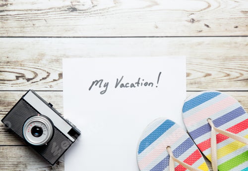 Preview: paper My Vacation, camera and sandals