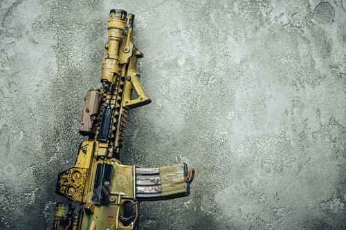 Preview: Modern weapon series. US Army assault rifle, close up