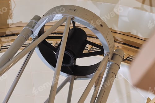 Preview: Closeup of a powerful telescope with a protruding metal rod for intricate stargazing and