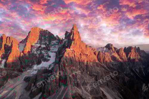 Preview: Pale di San Martino mountain group in sunset time