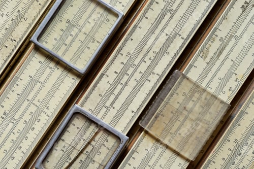 Preview: Group of old slide rules, or slipsticks