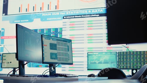 Preview: Empty business corporation workstations in a modern boardroom