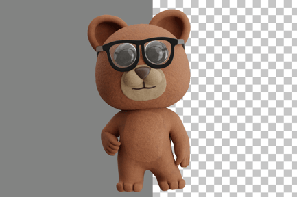 Preview: Cartoon Bear Using Sunglasses 3D Illustration