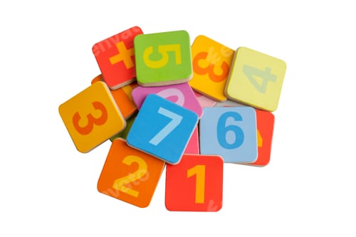 Preview: Math number colorful on white background, education study mathematics learning teach concept.