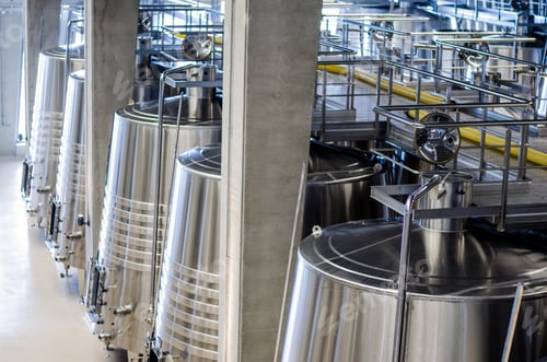 Preview: Modern winery with big steel barrels
