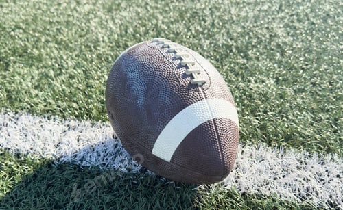 Preview: Pro American Football on the Field Close Up with Yard Lines Beyond