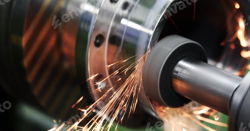 Preview: Finishing metal working on high precision grinding machine in workshop