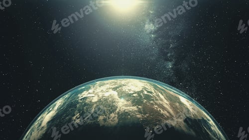 Preview: Earth from Space with Sun and Stars