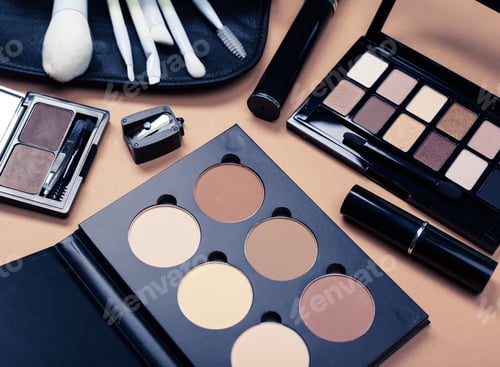 Preview: Set of decorative cosmetics on light color background