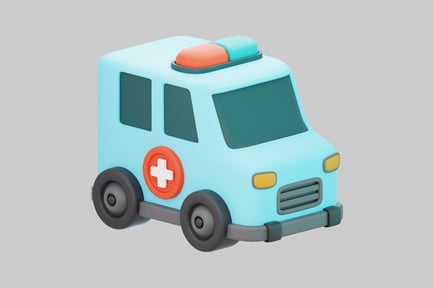 Preview: Cartoon ambulance with red cross emblem
