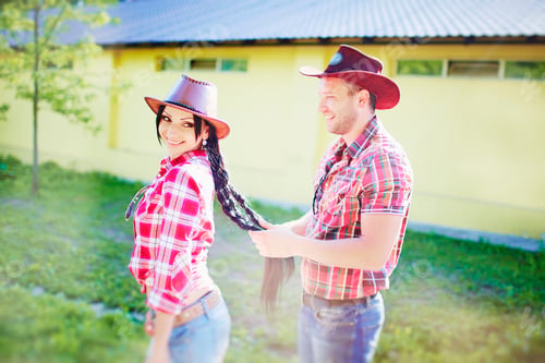 Preview: Happy couple a western style.