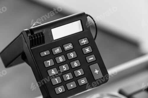 Preview: A black children's cash register, perfect for imaginative play