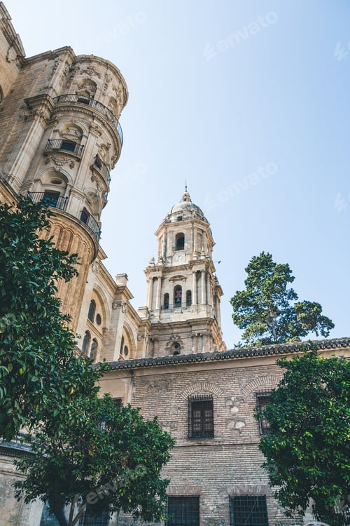 Preview: low angle view of catedral de malaga, malaga, spain
