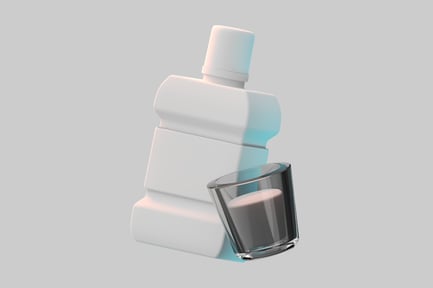 Preview: Mouthwash bottle with glass