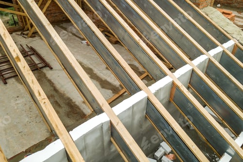 Preview: Stainless steel roof structure for future roof under construction. Development of metal roofing