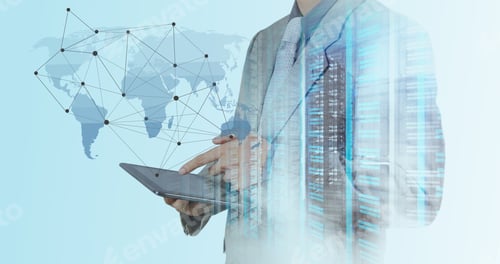 Preview: Businessman Working With New Modern Computer Show Social Network Structure As Concept