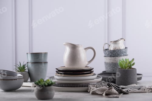 Preview: Craft ceramic plates, bowls and cups