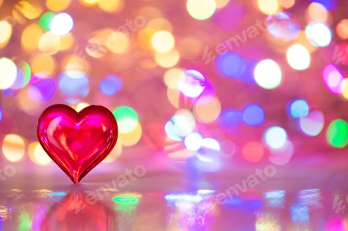 Preview: Valentines day greeting card. Red heart on the gray background.