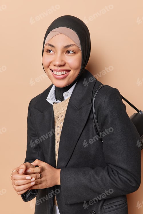 Preview: Joyous Muslim businesswoman shines and radiates happiness and success her beaming smile and
