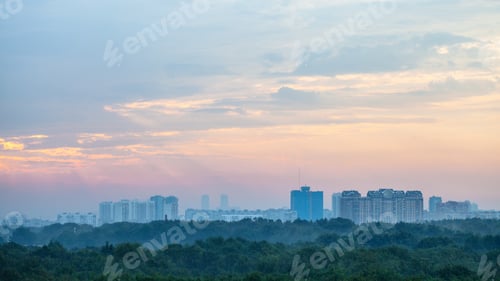 Preview: sunrise sky over Timiryazevskiy park in Moscow