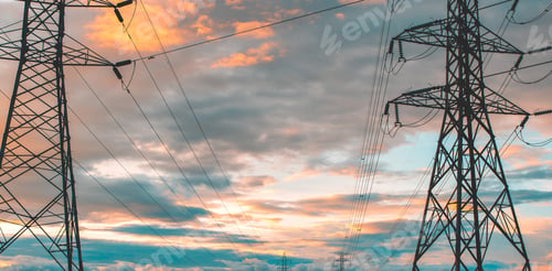 Preview: silhouette of high voltage electrical pole structure