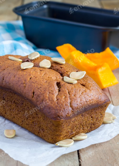 Preview: Loaf of fresh baked homemade pumpkin bread