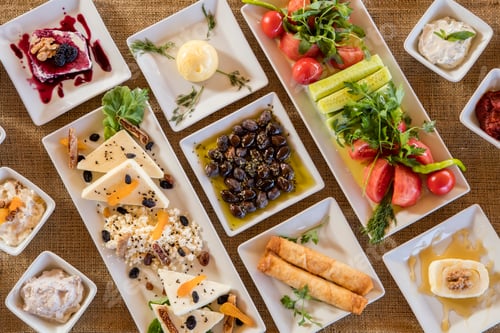 Preview: Traditional Turkish Village Breakfast Outdoors with Tea and Fresh Local Foods