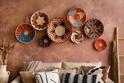 Preview: The stylish boho composition at living room interior