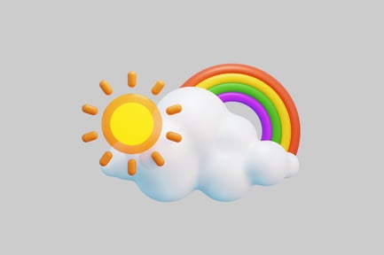 Preview: Cartoon rainbow sun and cloud