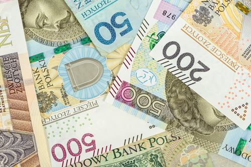 Preview: Closeup of polish zloty banknotes