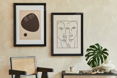 Preview: Creative composition of stylish modern living room interior