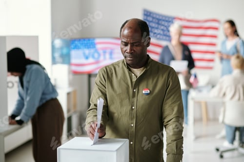 Preview: Mature African American man taking part in presidential elections