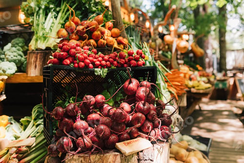 Preview: Vegetables in box on an outdoor market