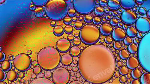 Preview: Abstract Colorful Food Oil Drops Bubbles and spheres Flowing on Water Surface