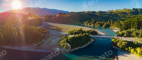 Preview: Bridges over Rakaia river, Rakaia Gorge, New Zealand, South Isla