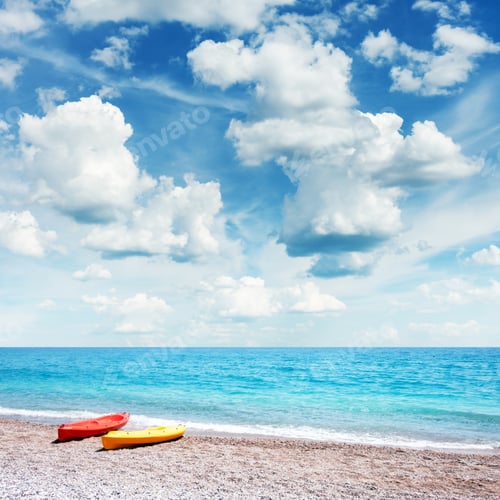 Preview: Two kayaks on sea edge