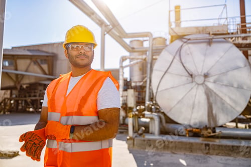 Preview: Experienced worker standing in front of manufacturing facility