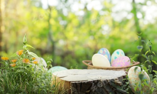Preview: easter egg in grass field mock up scene