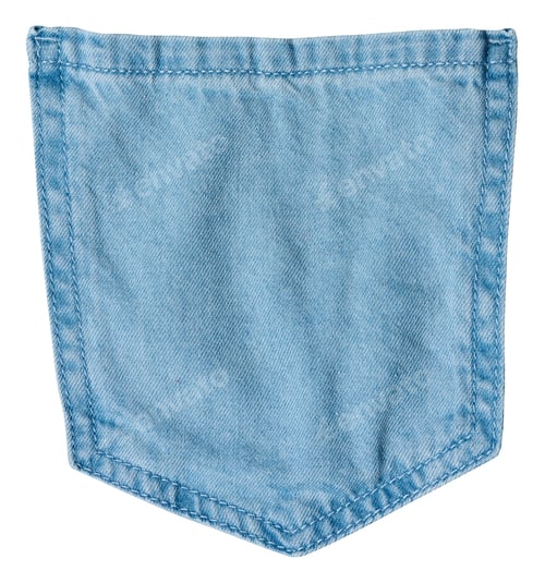Preview: Close up of back pocket of light colored jeans on isolated background